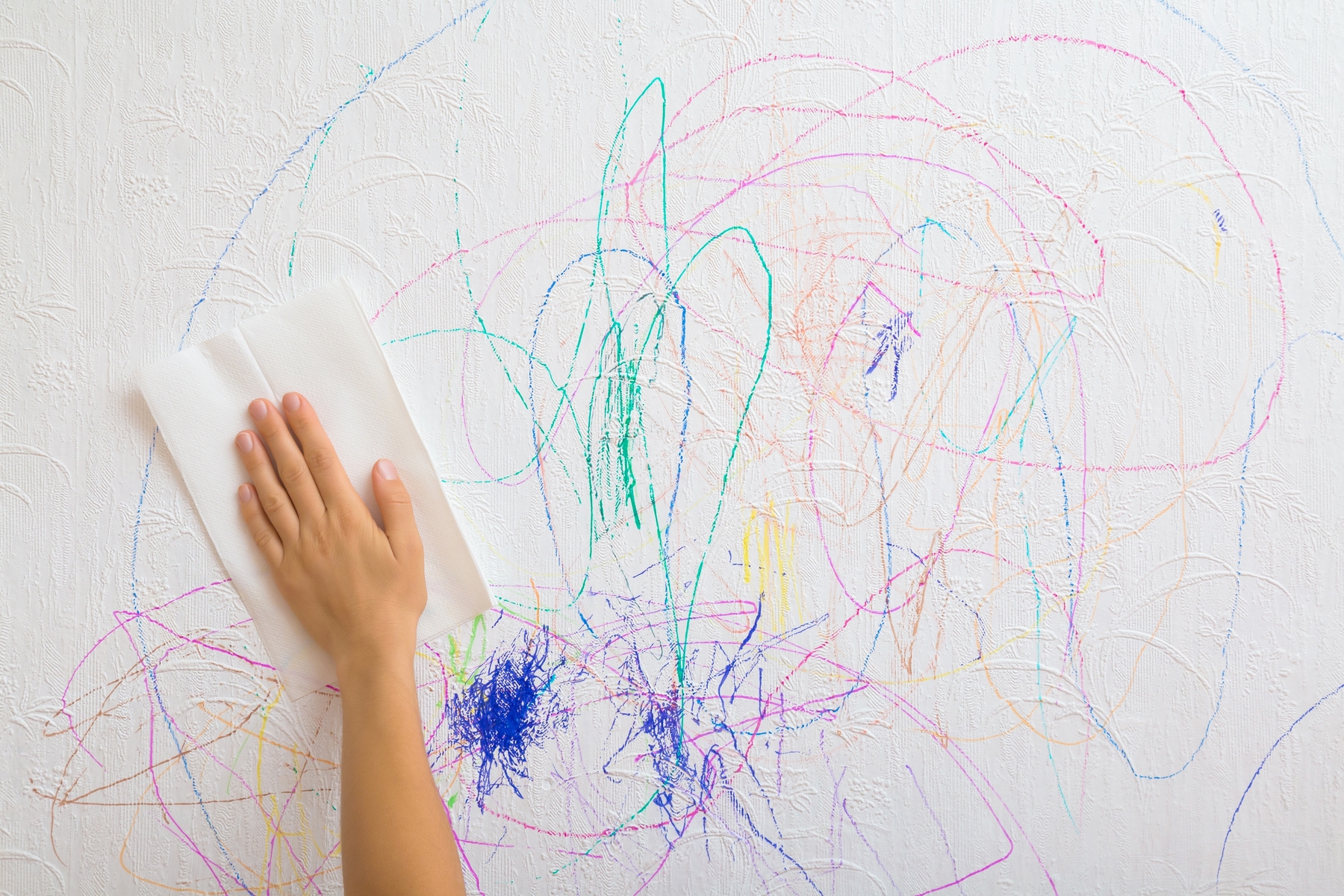 Crayon marks on walls